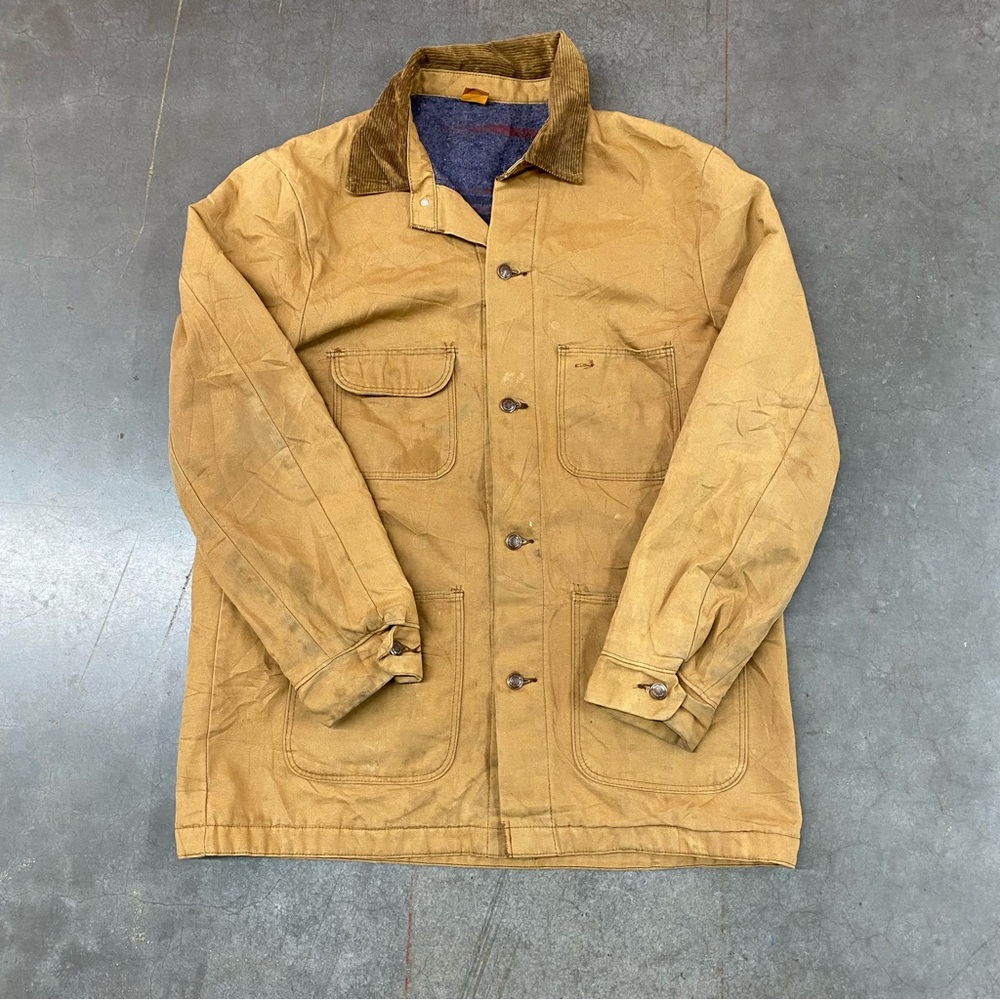 Big Ben Wrangler Blanket Lined Chore Jacket Brown Canvas Workwear USA Made Sz L